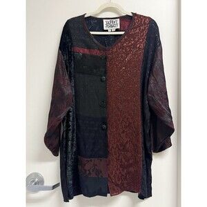 Vintage Donna Jessica Jacket Top Langenlook Patchwork ArtWear Boho Festival L XL